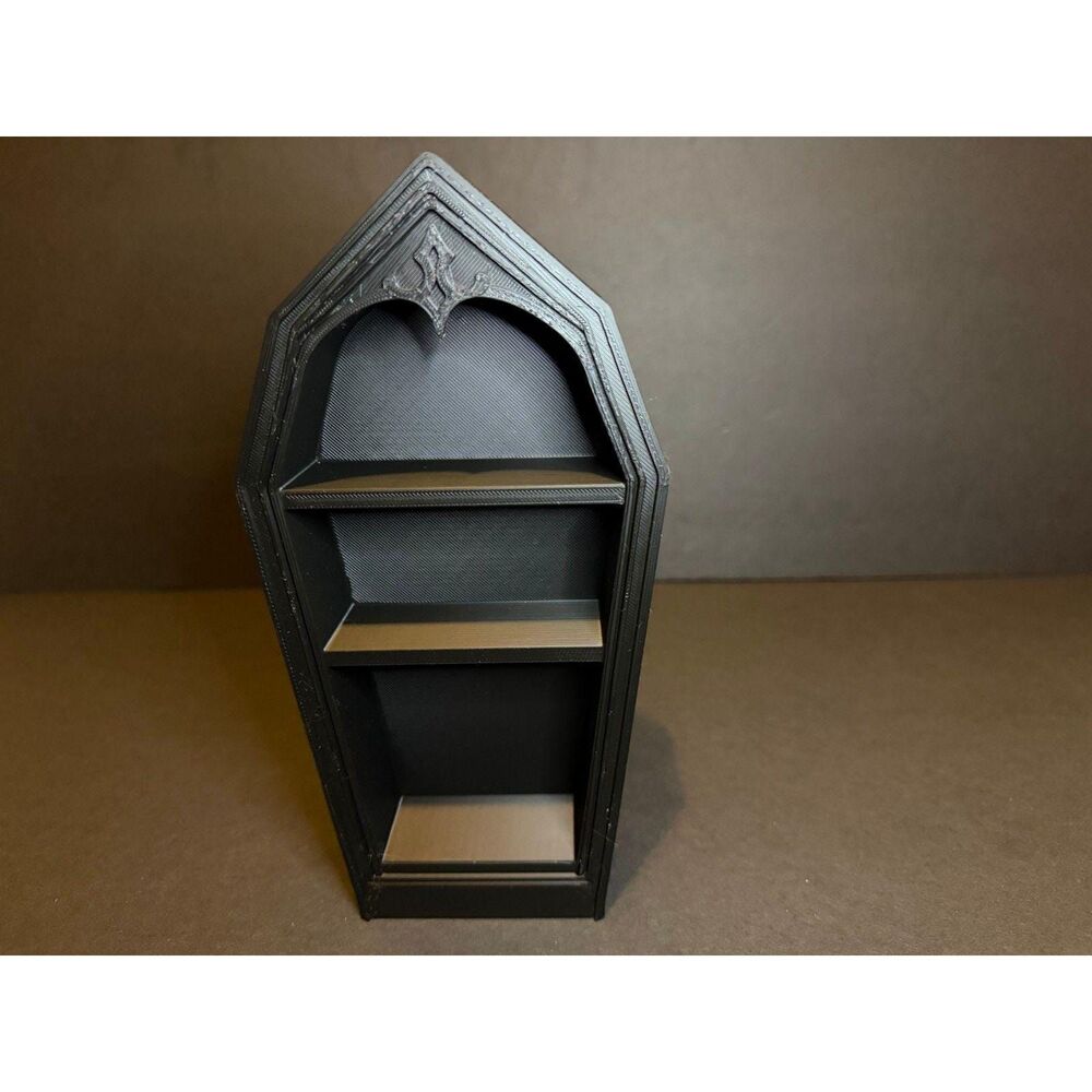 Gothic Coffin Display Shelf Black Halloween Decor Mini Figure Doorables